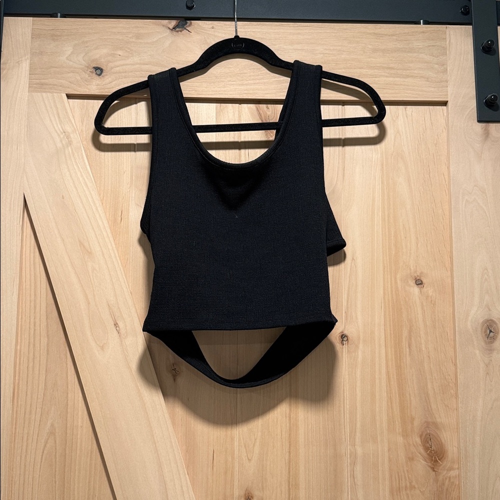 Roxy Textured Black Criss-Cross Top